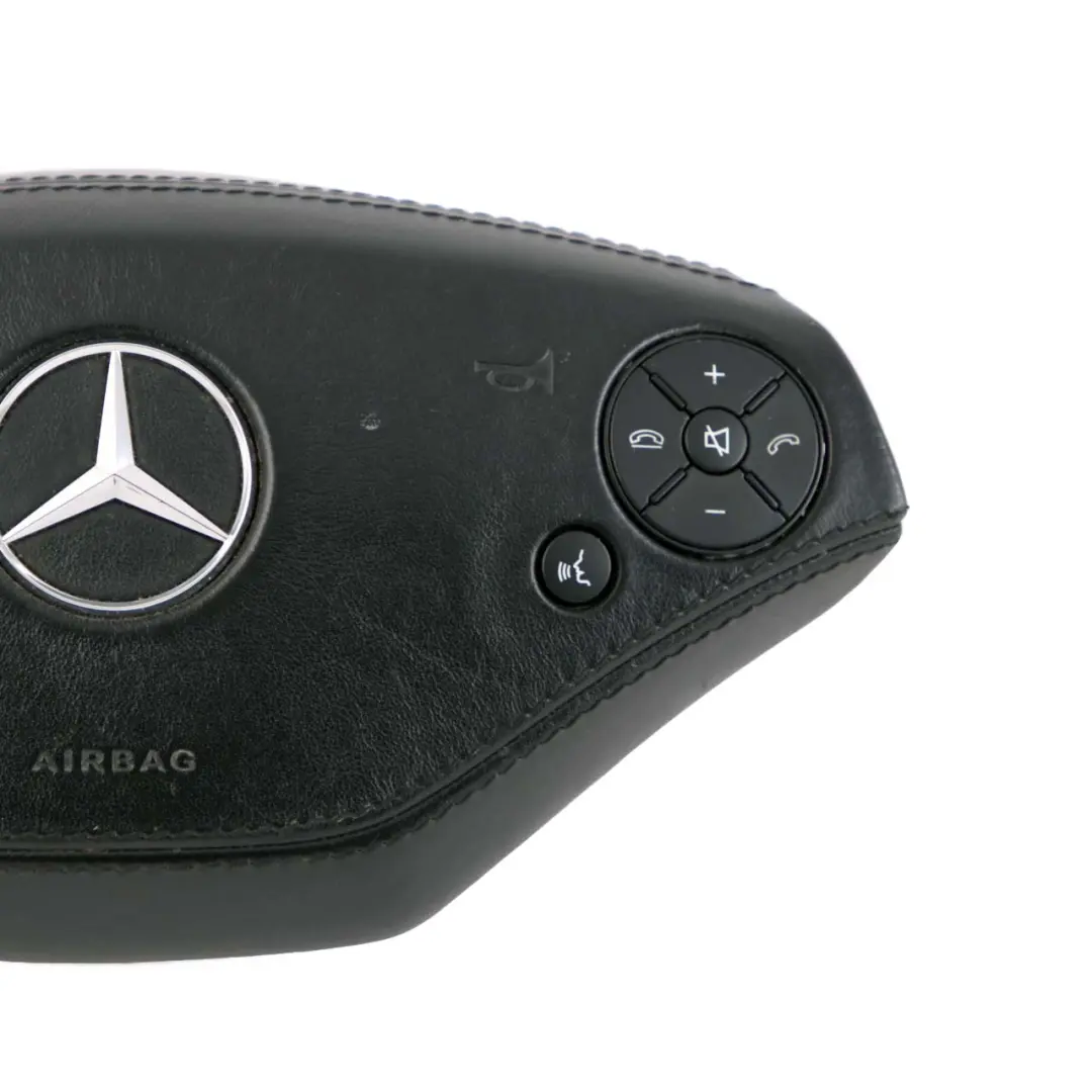 Mercedes W221 Steering Wheel Air Module Buttons Leather Black A2218602902