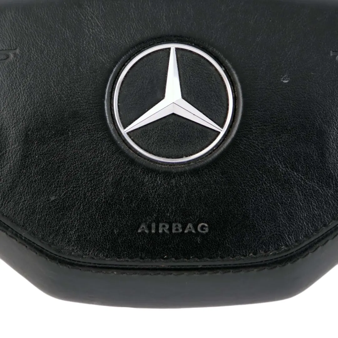 Mercedes W221 Steering Wheel Air Module Buttons Leather Black A2218602902