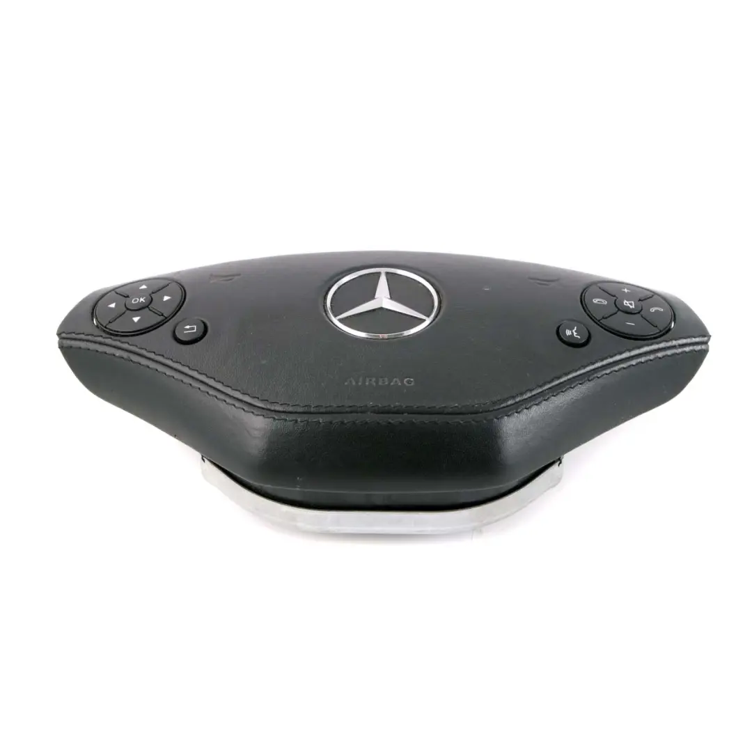 Mercedes W221 Steering Wheel Air Module Buttons Leather Black A2218602902