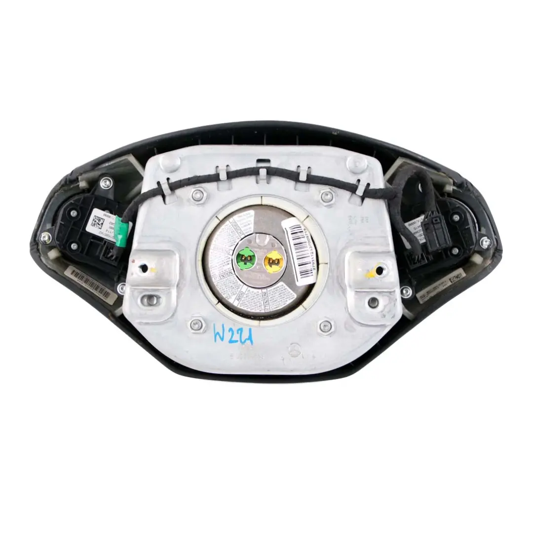 Mercedes W221 Steering Wheel Air Module Buttons Leather Black A2218602902
