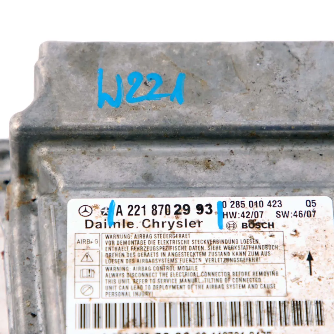Mercedes-Benz CL S Class W216 W221 Airbag Control Unit Module A2218702993