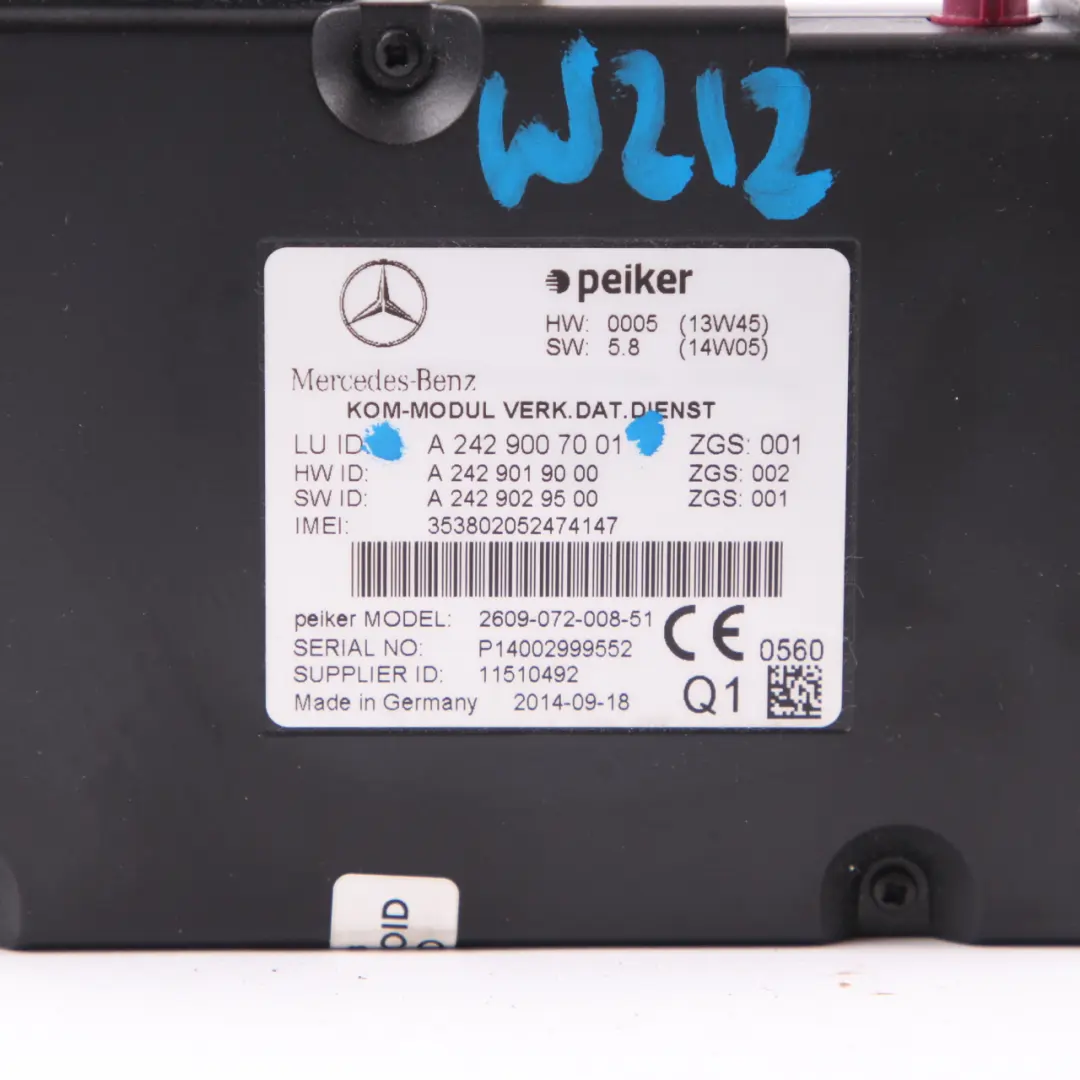 Mercedes W176 W204 W212 Telematik Kommunikation Steuergerät Modul A2429007001