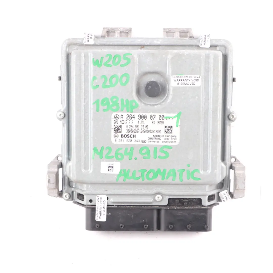 Mercedes W205 C200 264.915 198HP Engine ECU Kit Module A2649000700 Key Automatic