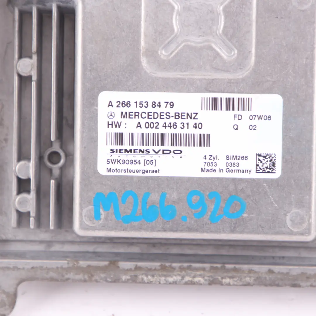 Mercedes W169 A150 Petrol M266 95HP Engine Control Module A2661538479 Manual