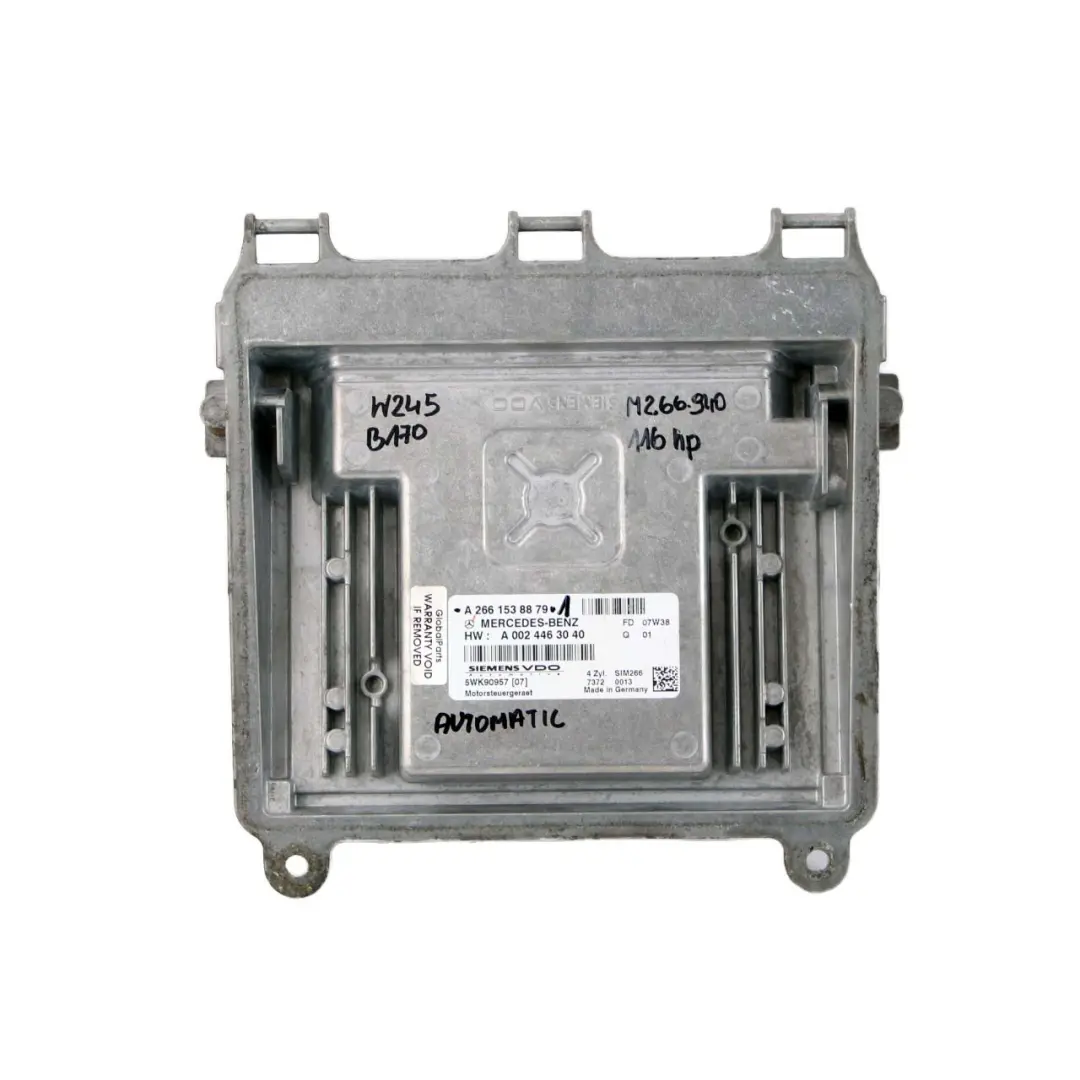 Mercedes W245 B170 M266 Engine Control ECU Kit A2661538879 Key Lock Automatic