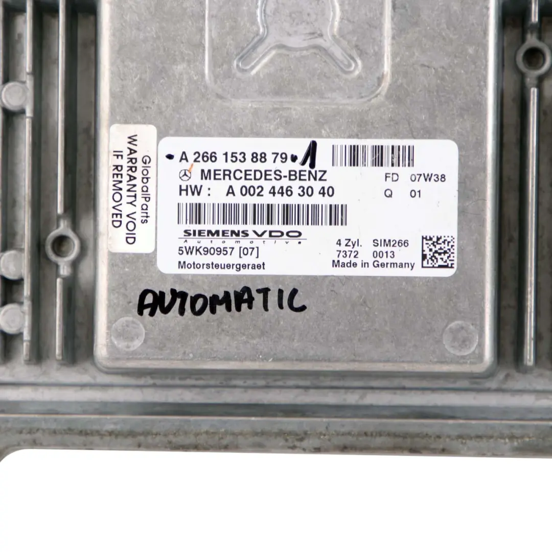 Mercedes W245 B170 M266 Engine Control ECU Kit A2661538879 Key Lock Automatic