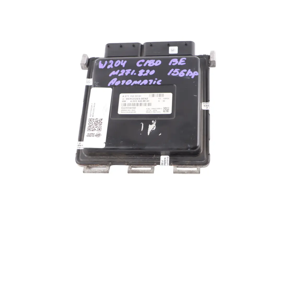 Mercedes W204 C180 Komputer BlueEFFICIENCY 271.820 156HP ECU A2711500391