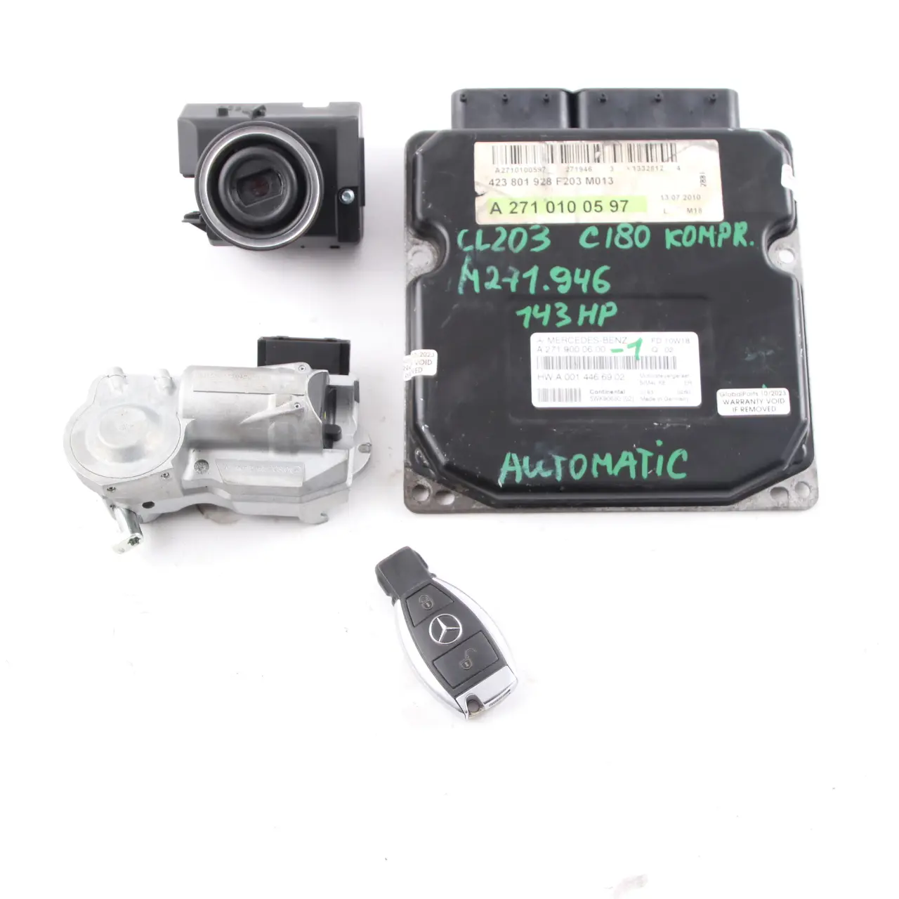 Mercedes W203 C180 Kompressor M271.946 Engine Unit ECU Kit A2719000600 Key Lock