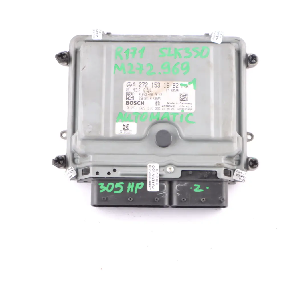 Mercedes R171 SLK350 272.969 305HP Engine ECU Kit A2721531692 Key Lock Automatic