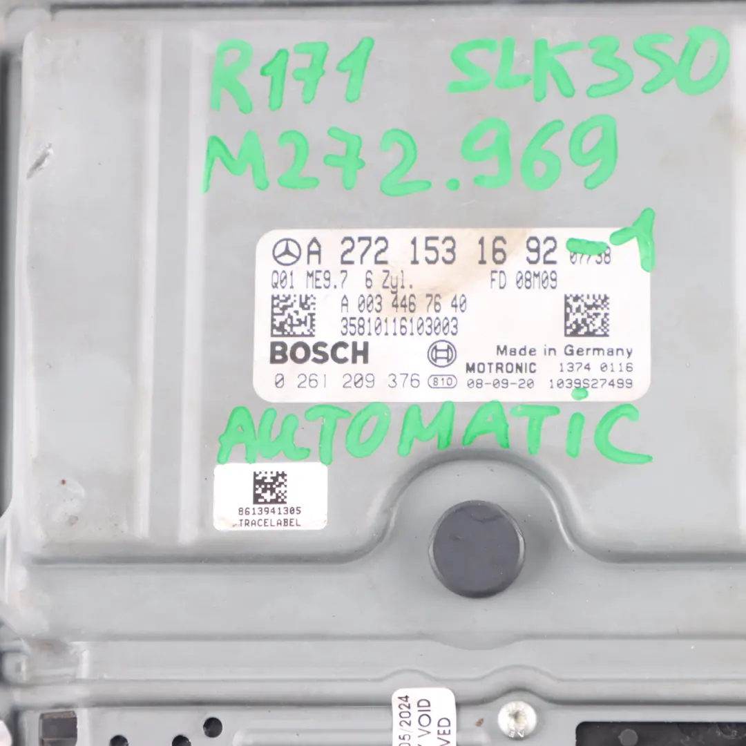 Mercedes R171 SLK350 272.969 305HP Engine ECU Kit A2721531692 Key Lock Automatic