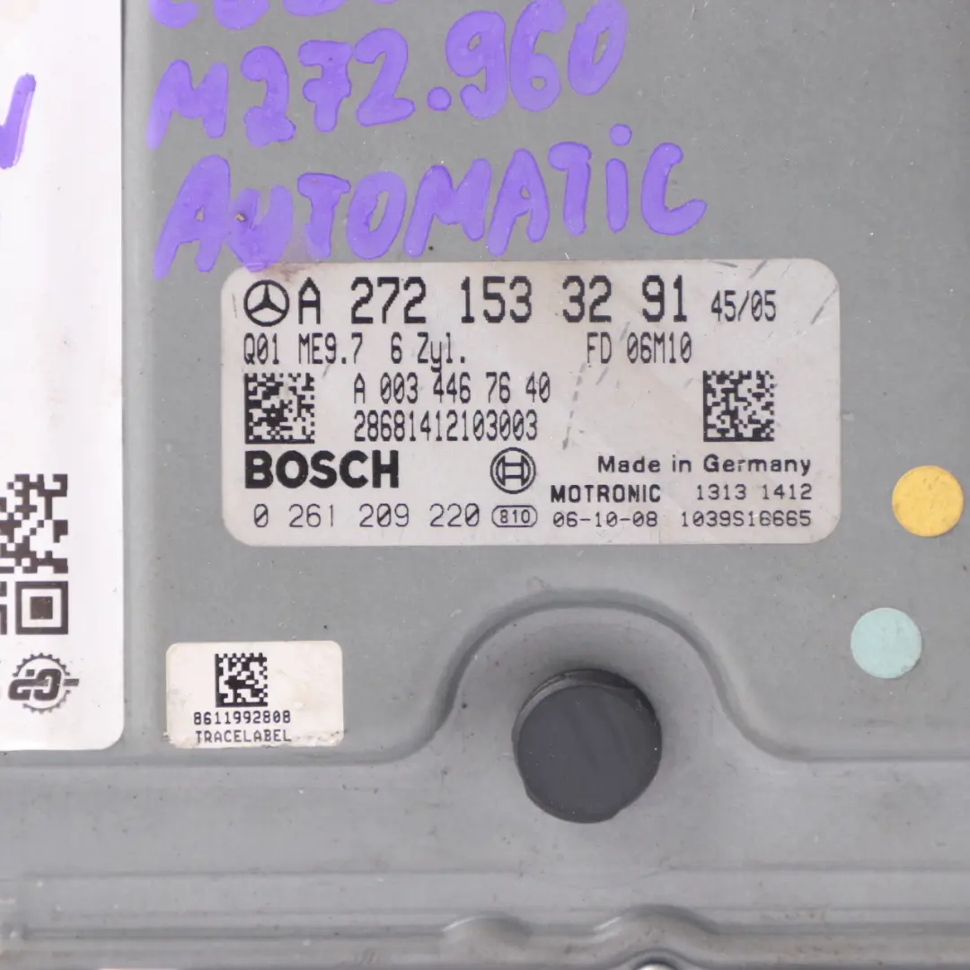 Mercedes CL203 CL350 M272.960 Engine Unit ECU Module A2721533291 Automatic