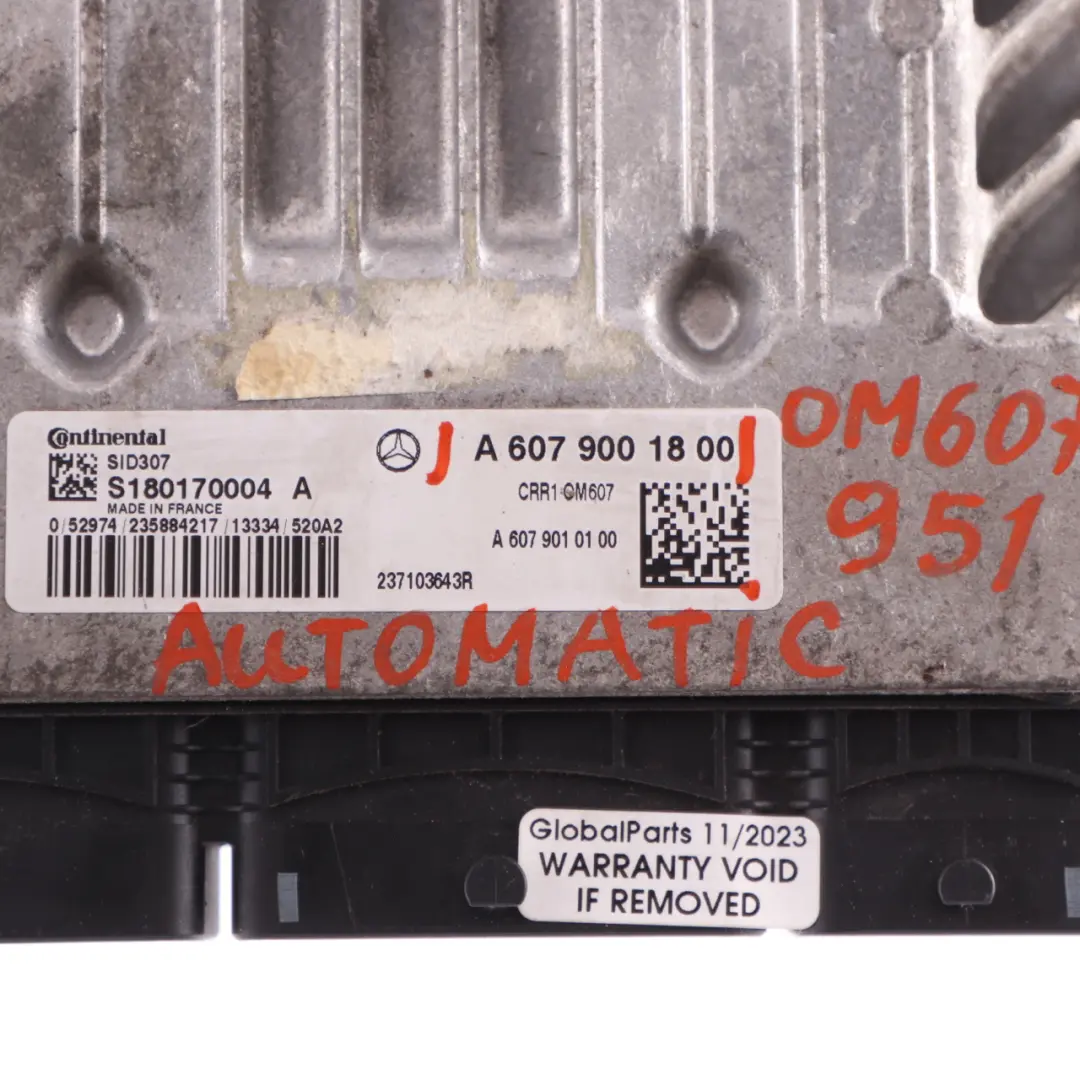 Mercedes W176 A180 CDI OM607.951 109HP Engine ECU A6079001800 Automatic