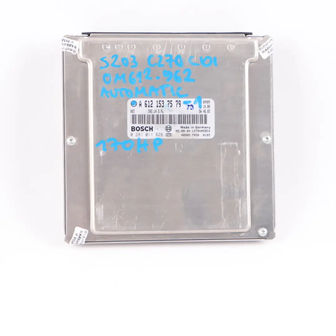 Mercedes W203 C270 CDI 170HP OM612.962 Engine Control ECU Kit A6121536379 Key 
