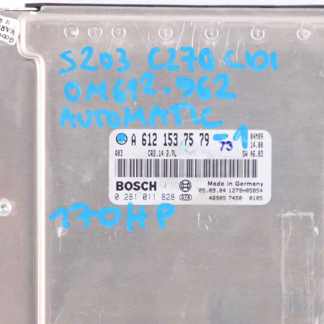Mercedes W203 C270 CDI 170HP OM612.962 Engine Control ECU Kit A6121536379 Key 