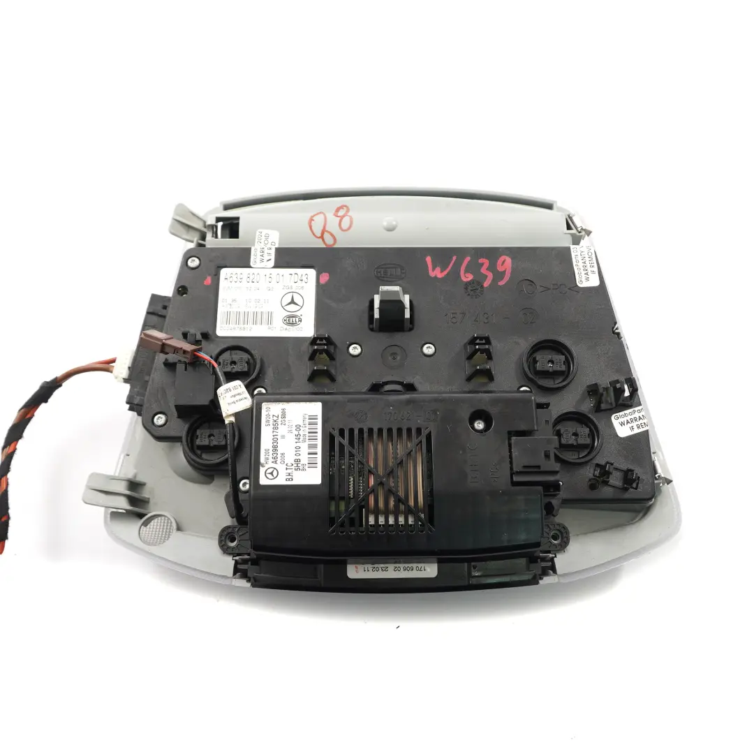 Mercedes W639 Techo Luz Interior Delantero Panel Interruptor Gris A6398201501