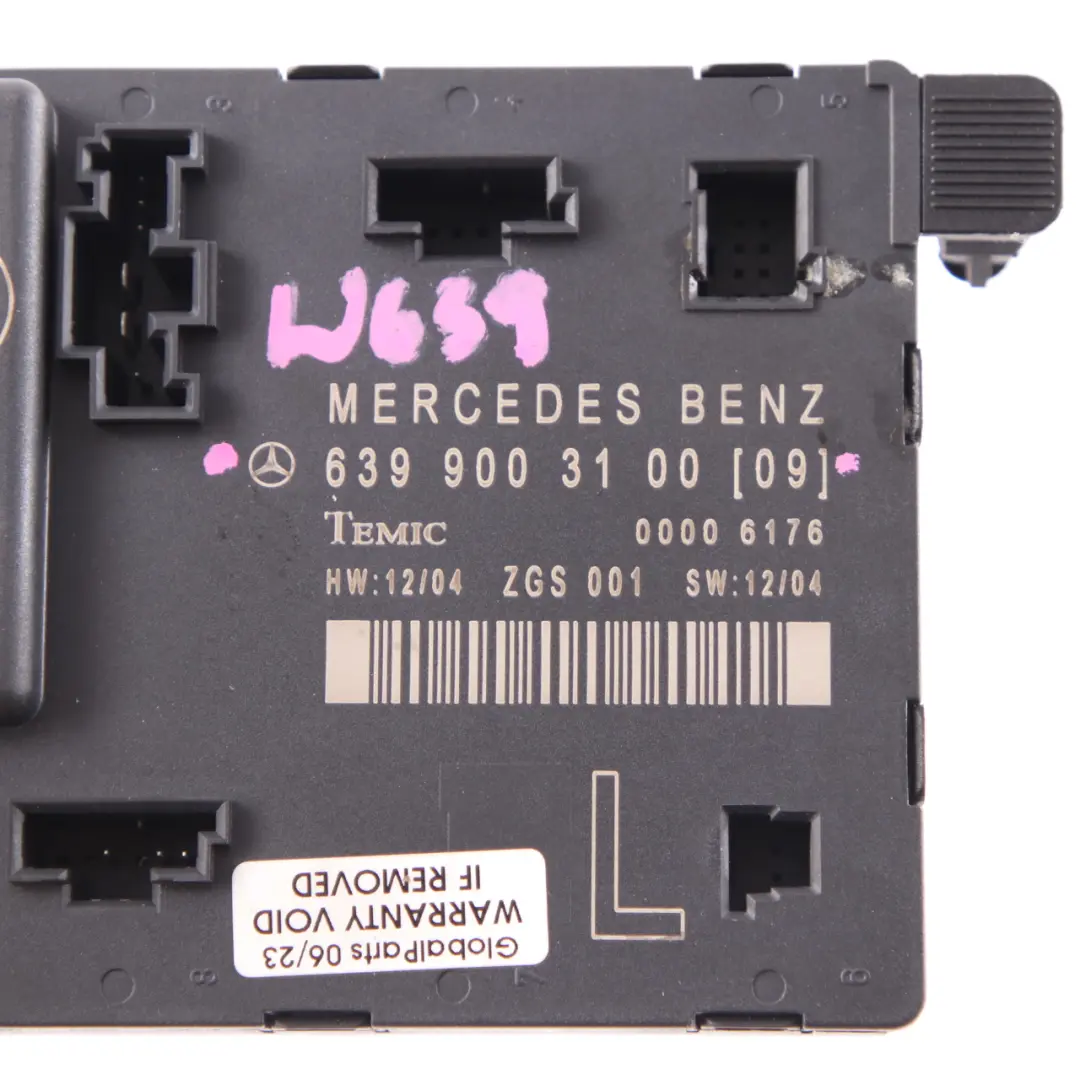 Mercedes W639 Módulo puerta delantera izquierda Unidad control ECU A6399003100