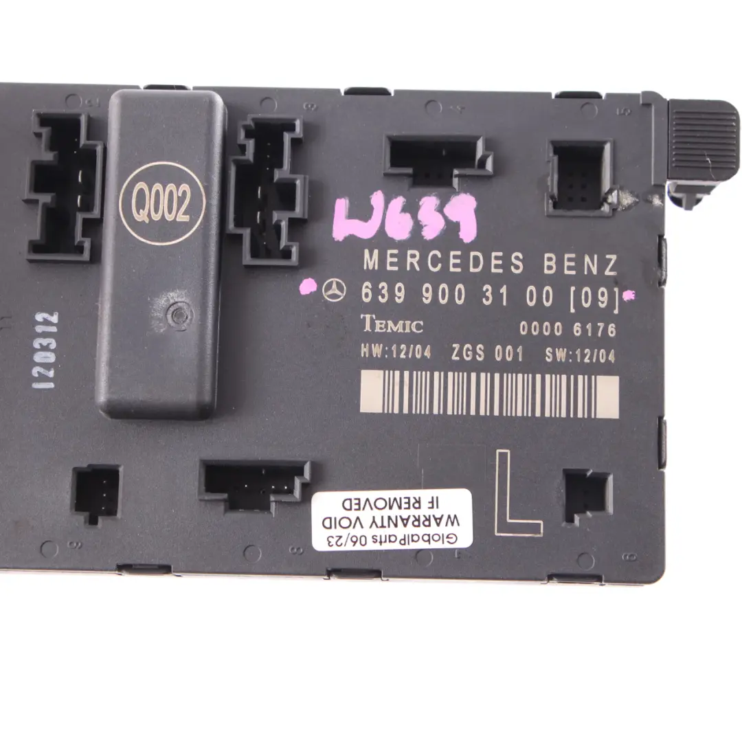 Mercedes W639 Módulo puerta delantera izquierda Unidad control ECU A6399003100