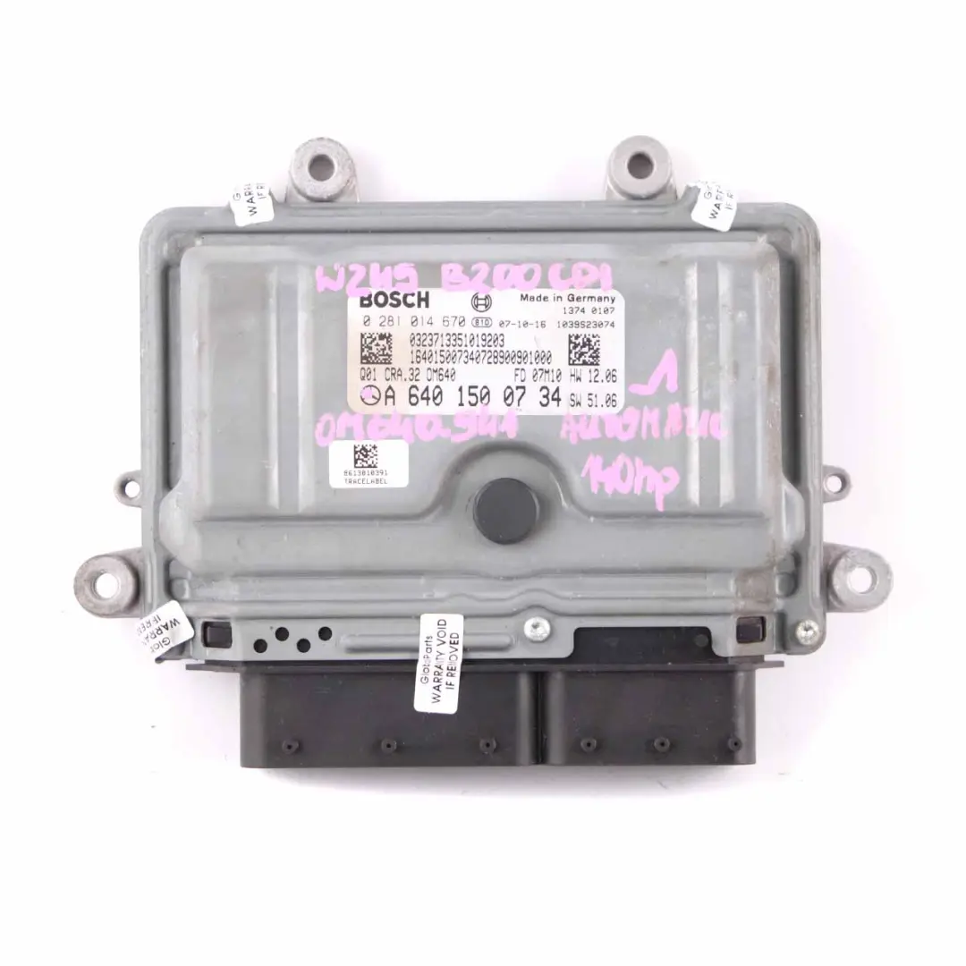Mercedes W169 W245 A200 B200 CDI OM640.941 140HP Engine ECU Kit Key A6401500734