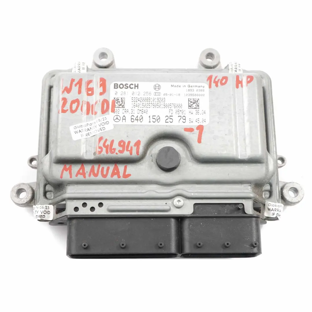 Mercedes W169 200CDI OM640.941 140 HP Motor Módulo ECU Kit A6401502579