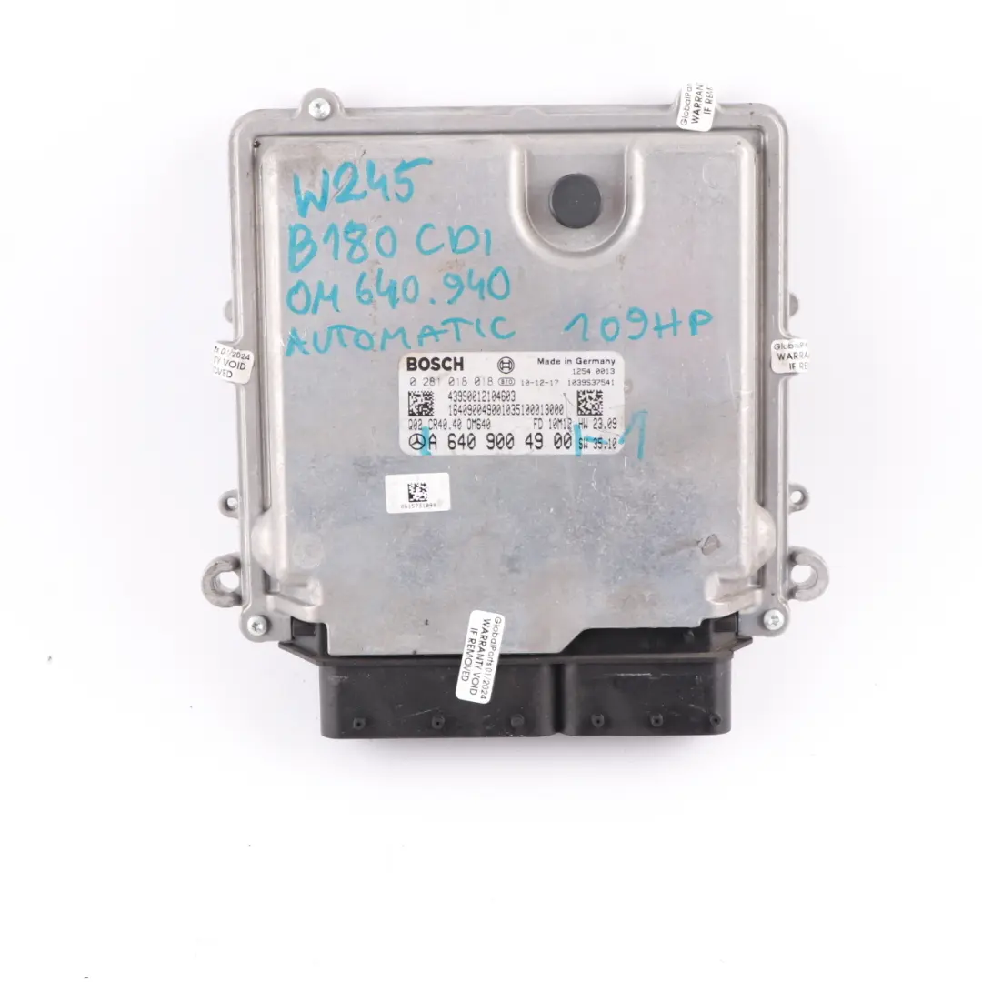 Mercedes W169 W245 180 CDI OM640.940 109HP Engine ECU Kit A6409004900 Key Lock