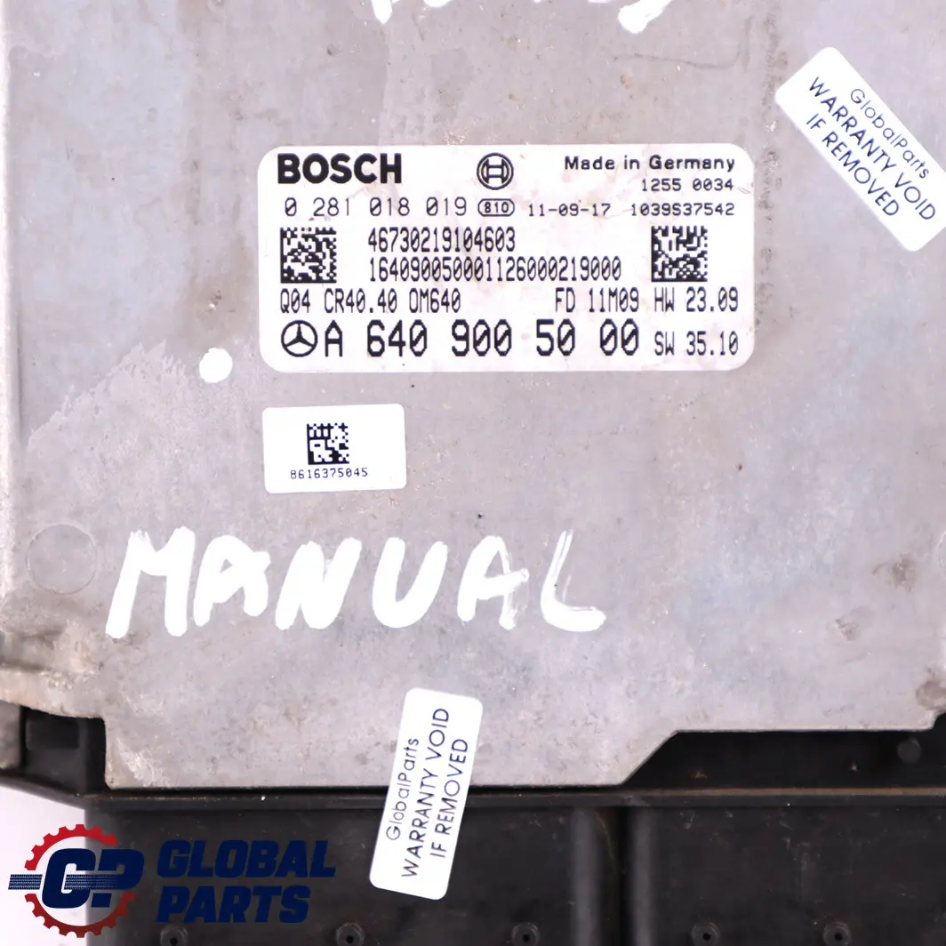 Mercedes-Benz W169 A160 CDI Engine Control Unit ECU Kit A6409005000 + Key Manual