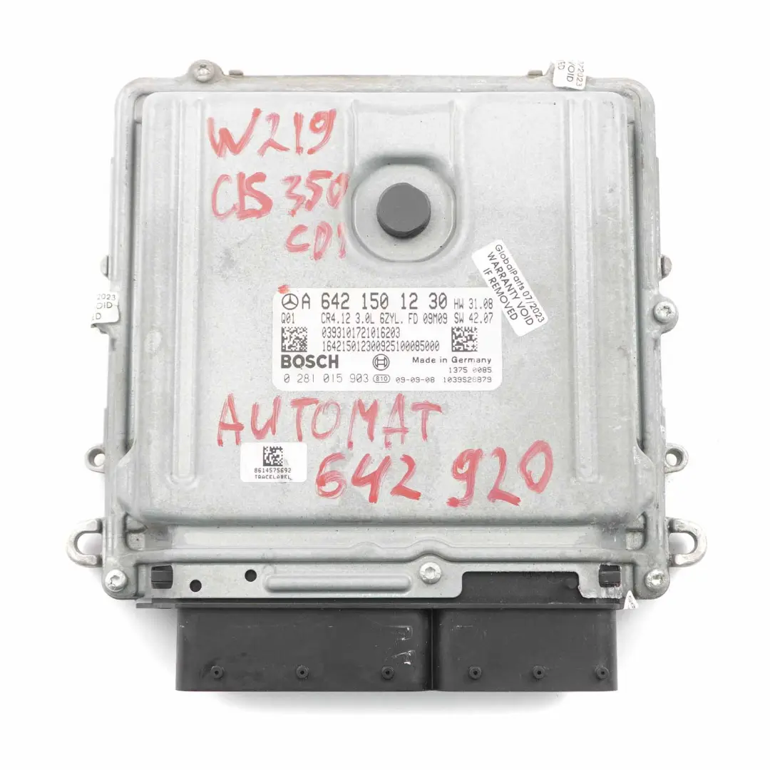 Mercedes C219 OM642 Diesel Komputer silnika ECU Automatyczny A6421501230