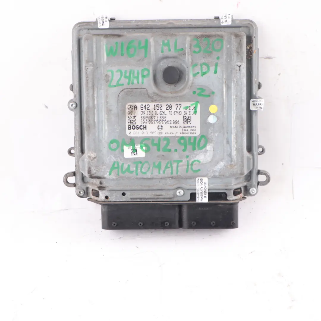 Mercedes W164 ML320 OM642.940 224HP Diesel Engine Unit ECU Kit A6421502077 + Key