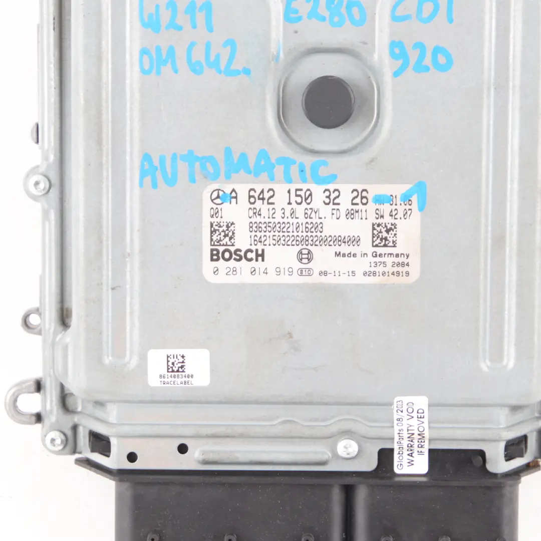 Mercedes W211 E280 CDI OM642.920 Engine Module ECU Kit A6421503226 Key Lock