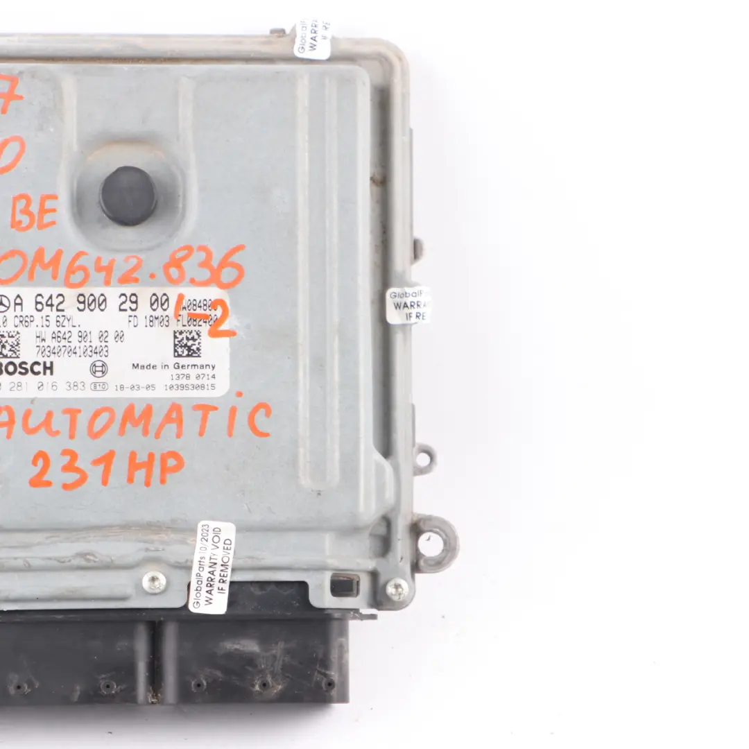 Mercedes W207 E350 CDI BlueEfficiency OM642.836 Engine Module ECU A6429002900