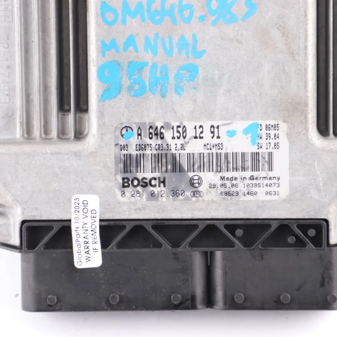 Mercedes W639 109 CDI OM646983 Engine Module ECU Kit A6461501291 Key Lock Manual