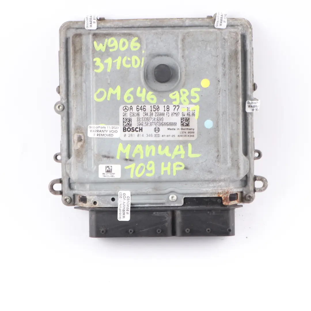 Mercedes W906 311 CDI OM646.985 109HP Engine ECU Unit Module A6461501877 Manual