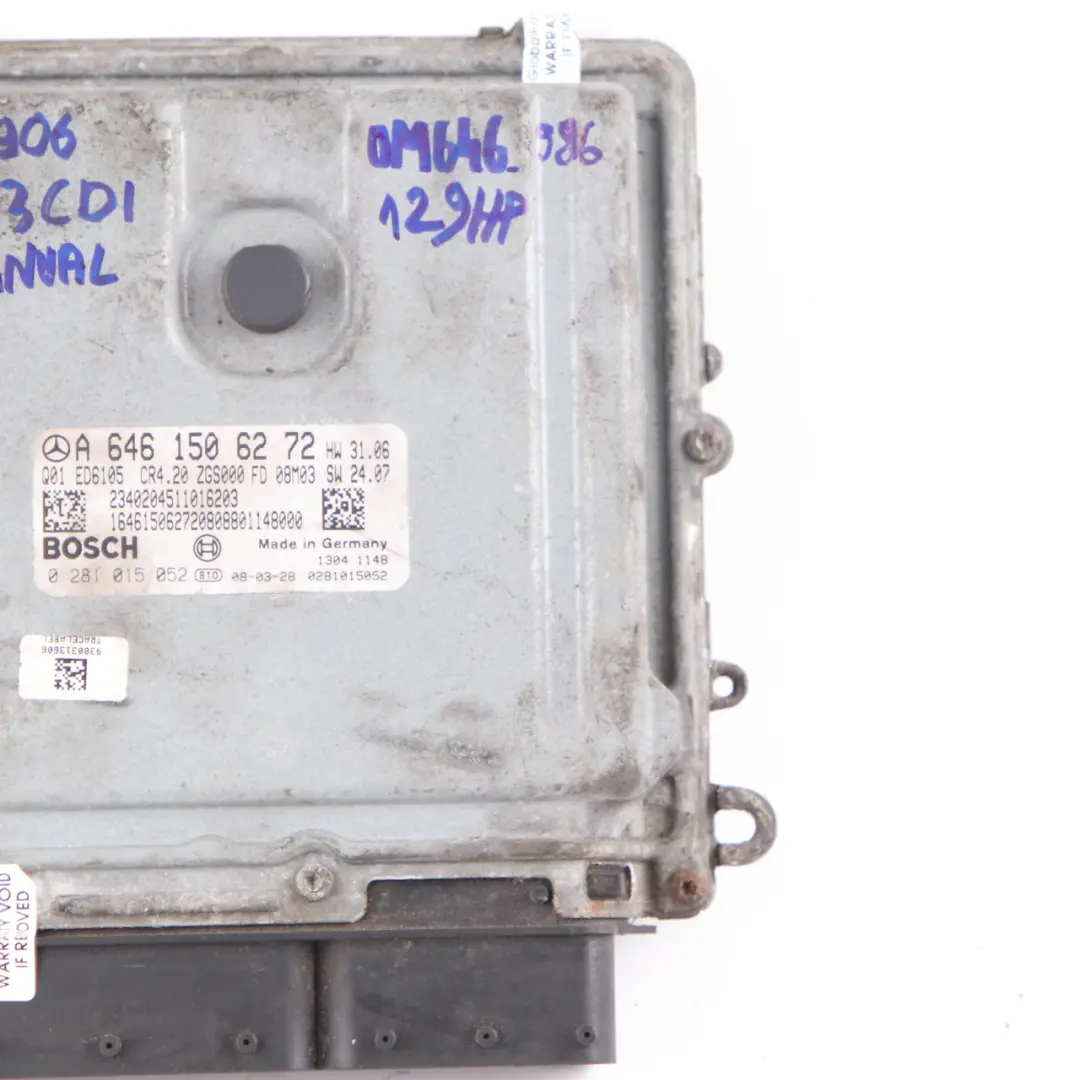 Mercedes W906 313 CDI OM646.986 129HP Engine Unit Module ECU Manual A6461506272