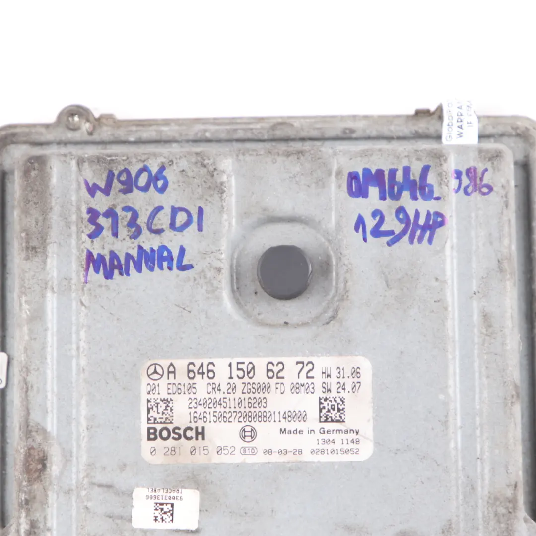 Mercedes W906 313 CDI OM646.986 129HP Engine Unit Module ECU Manual A6461506272