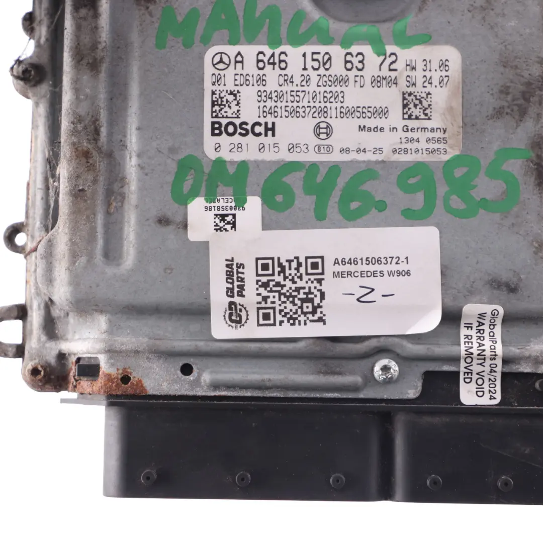 Mercedes W906 311 CDI 109HP 646.985 Engine ECU Kit A6461506372 Key Lock Manual