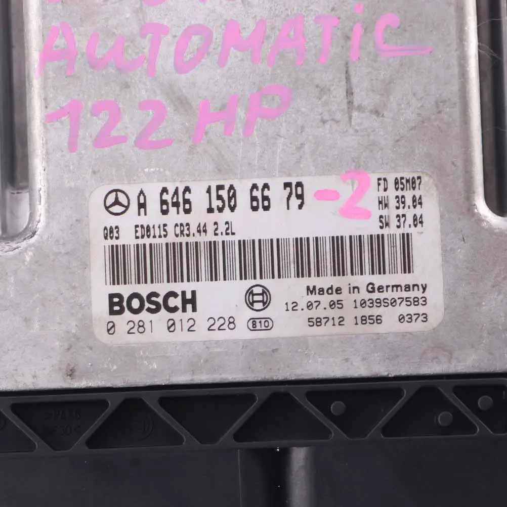 Mercedes W203 C200 CDI OM646.962 122HP ECU Kit 2 Keys Lock A6461506679 Automatic