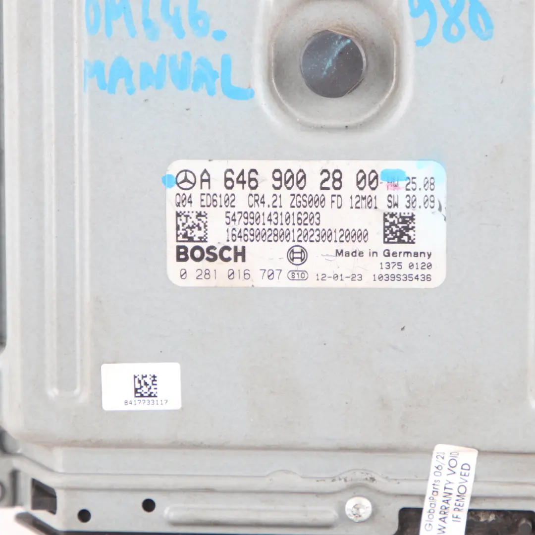 Mercedes Vito W639 OM646.980 Engine Control Unit ECU Module A6469002800 Manual