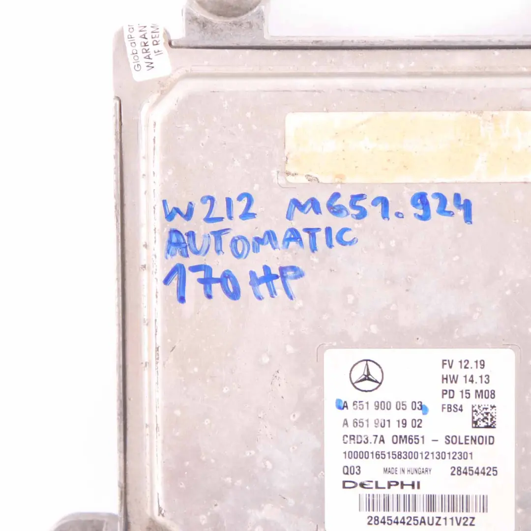 Mercedes W212 OM651.924 E220CDI 170HP Engine Unit ECU Automatic A6519000503