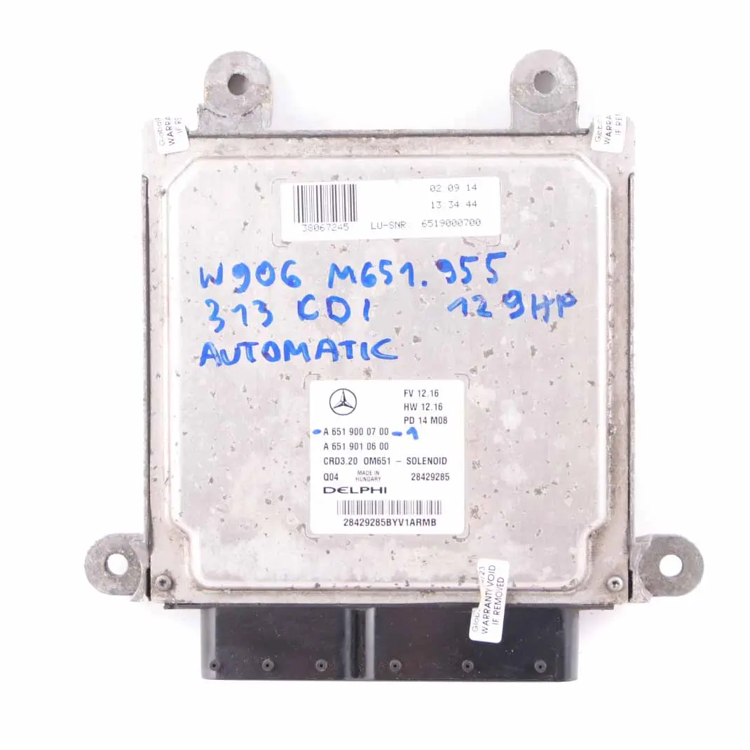 Mercedes W906 313 CDI OM651.955 129HP Diesel Engine ECU Kit A6519000700 Key Lock