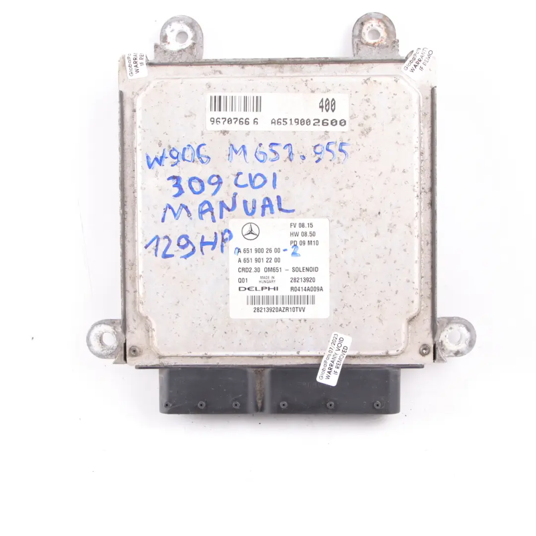 Mercedes W906 309CDI OM651.955 Diesel Engine ECU Kit A6519002600 Key Lock Manual