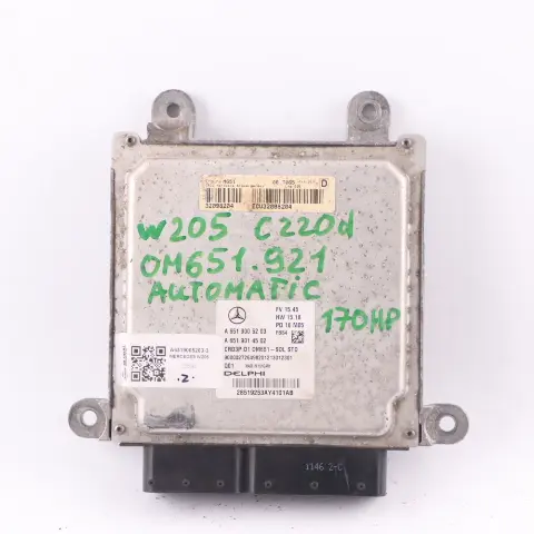 Mercedes W205 C 220d 651.921 170HP ECU Kit A6519005203 SAM Key Lock Automatic