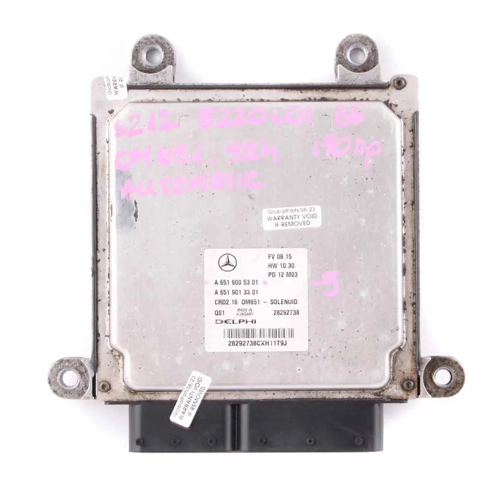 Mercedes W212 E220CDI BlueEFFICIENCY OM651.924 170HP Engine ECU Unit A6519005301