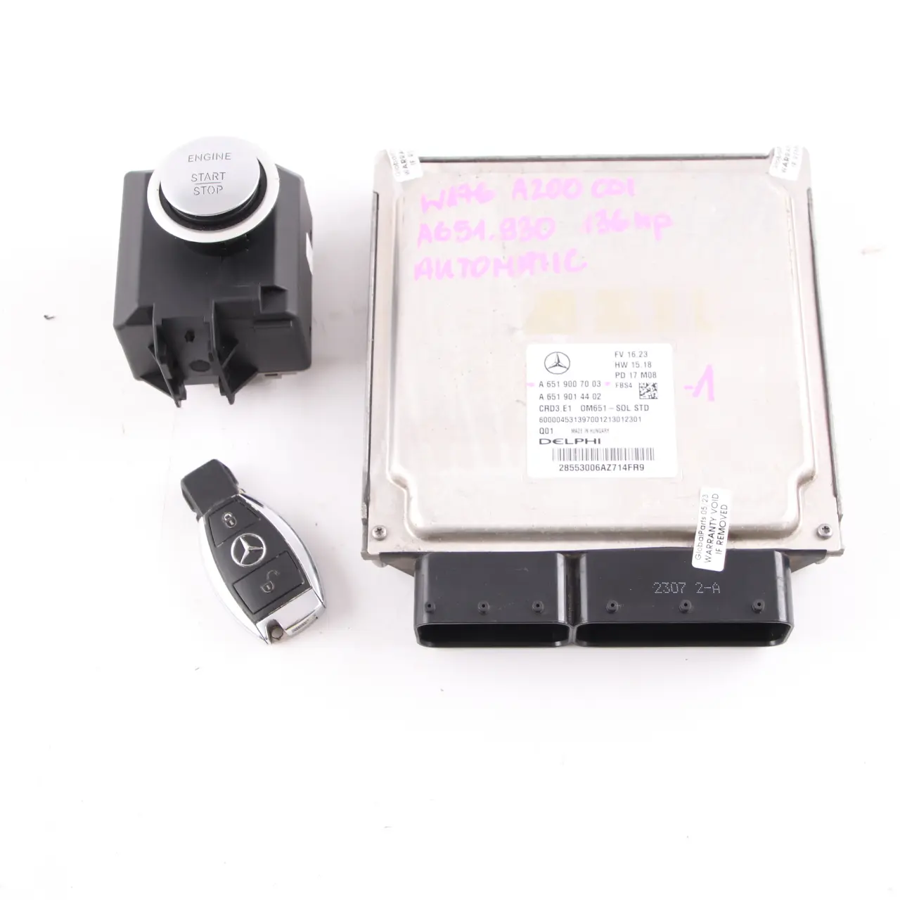 Mercedes W176 A200 CDI OM651 136HP Engine Module ECU Kit A6519007003 Automatic