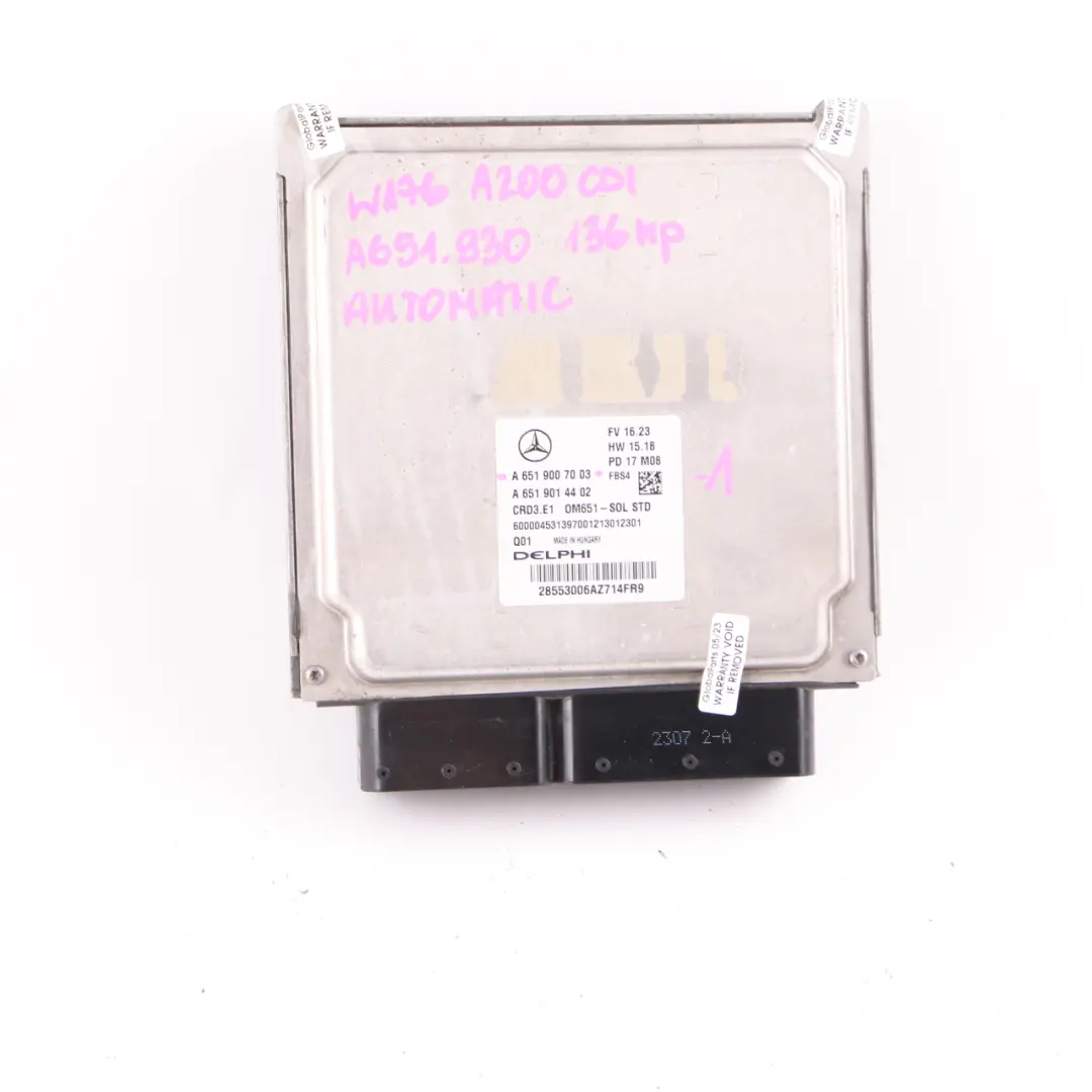 Mercedes W176 A200 CDI OM651 136HP Engine Module ECU Kit A6519007003 Automatic