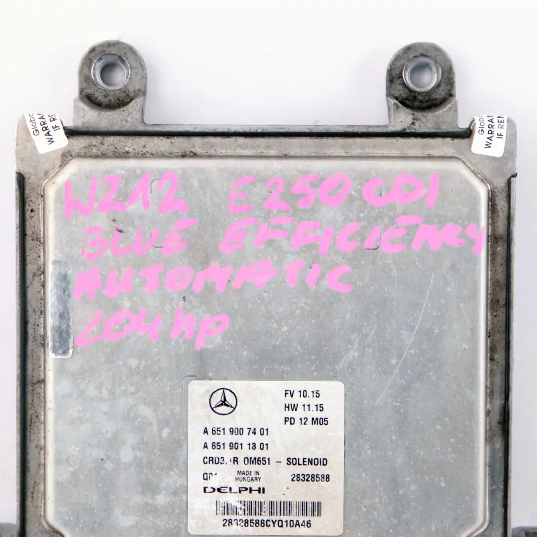 Mercedes W212 E250CDI Blue Efficiency OM651 204HP Engine ECU A6519007401 Key