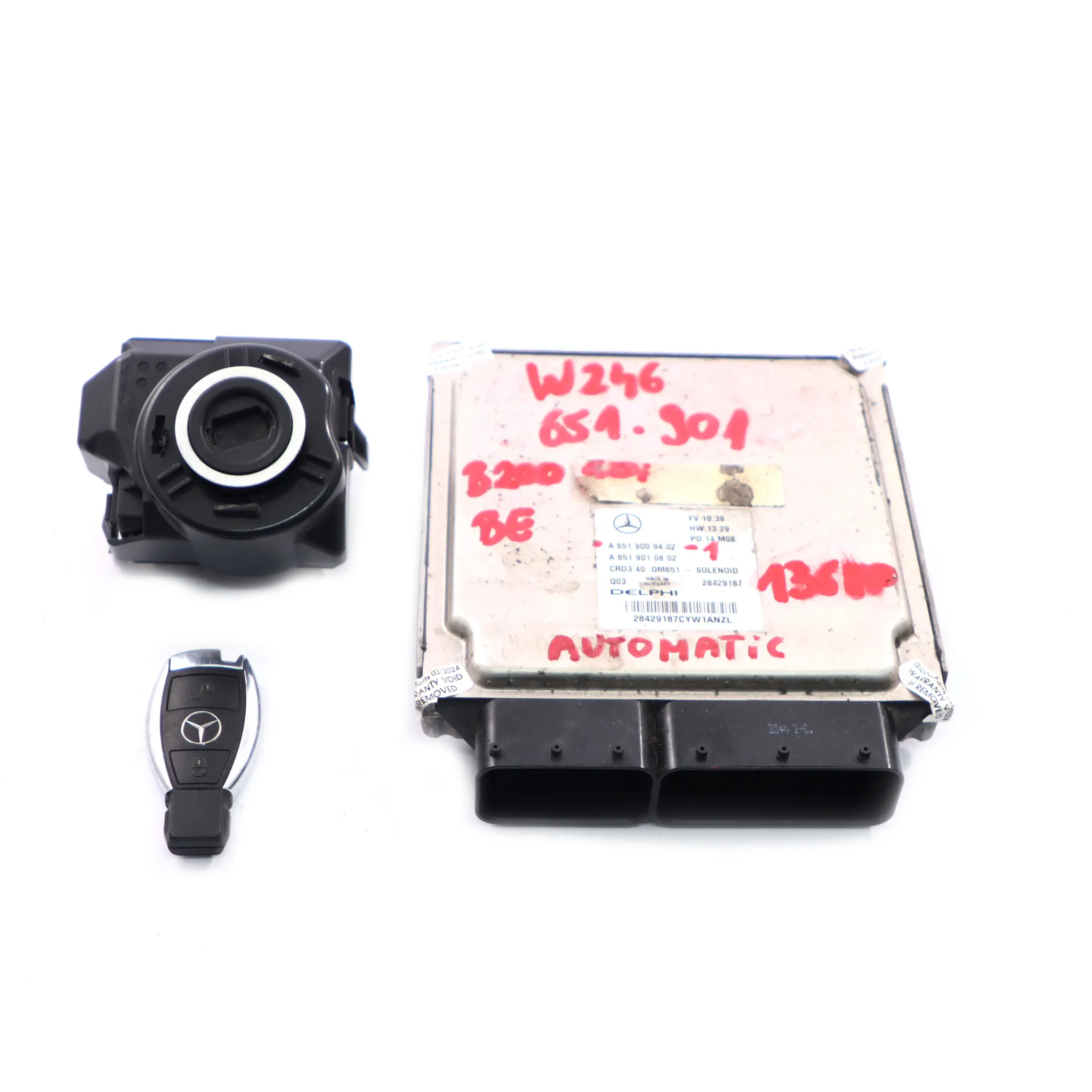 Mercedes W245 B200 CDI Azul Eficiencia OM651.901 136HP Kit ECU A6519009402 Llave