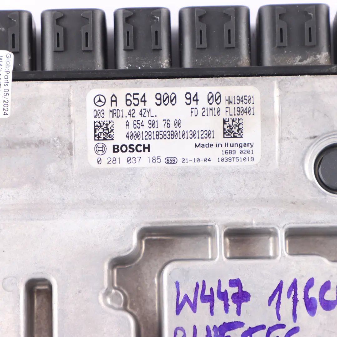 Mercedes Vito W447 116 CDI 654.920 163HP Engine ECU Kit A6549009400 Key Lock