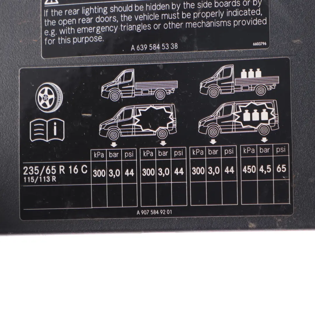 Mercedes Sprinter W906 Fuse Box Cover Trim Panel Lid Black A6395450003