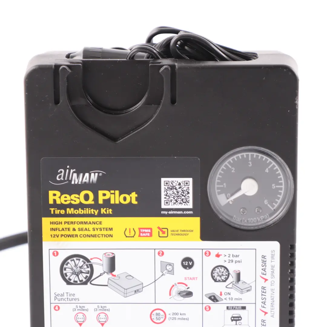 AirMan ResQ Pilot Emergency Tool Compressor Tire Wheel Pump Mobility Kit Set