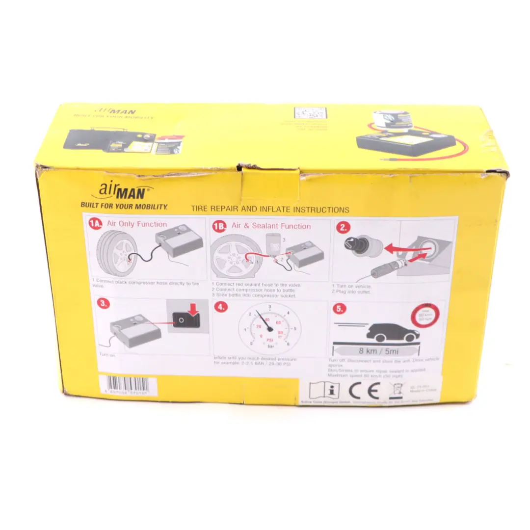 Airman Resq Emergency Tyre Puncture Repair Kit Air Compressor Tyre Sealant Set