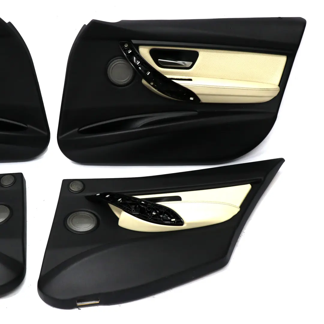 BMW F30 F31 Front Rear Door Cards Lining Panel Leather Individual Beige Set